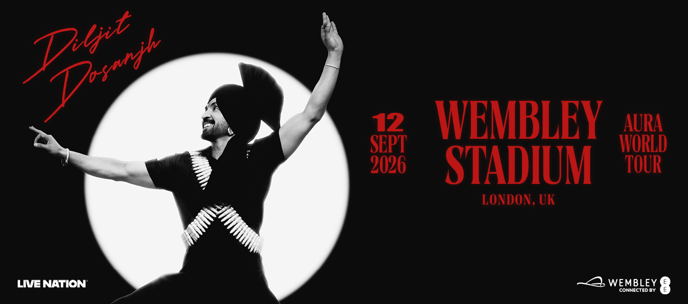 Official Diljit Dosanjh Aura World Tour promo for Wembley Stadium, 12 September 2026.