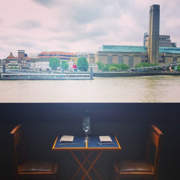 High Timber window table looking toward the Globe and Millennium Bridge